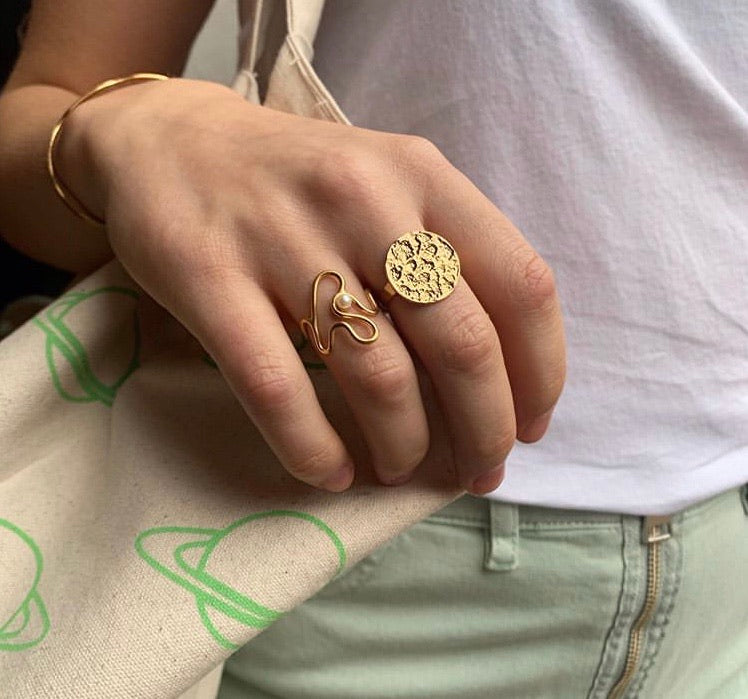 Bay Pearl Ring silber/vergoldet