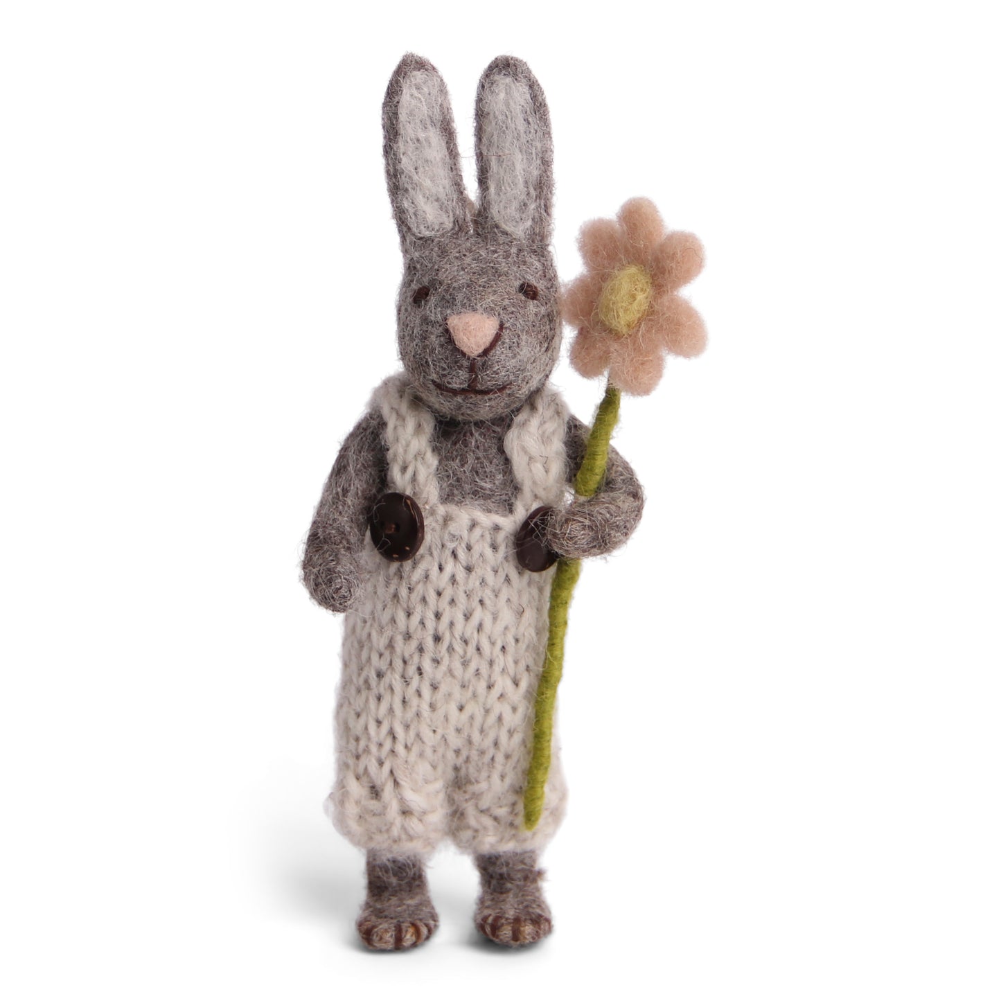 Grey Bunny with Pants and Flower 14cm