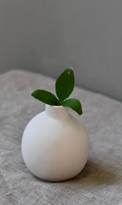 Albacken Rund Vase weiß