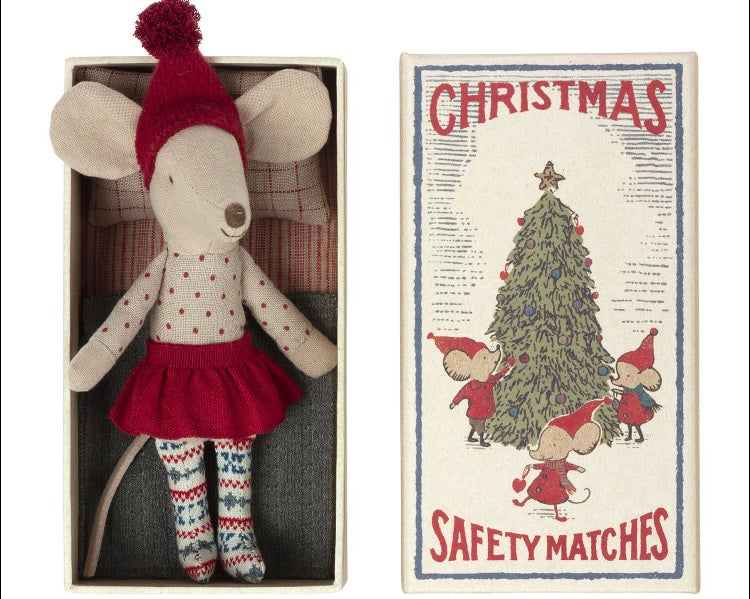 Weihnachtsmaus in Streichholzschachtel