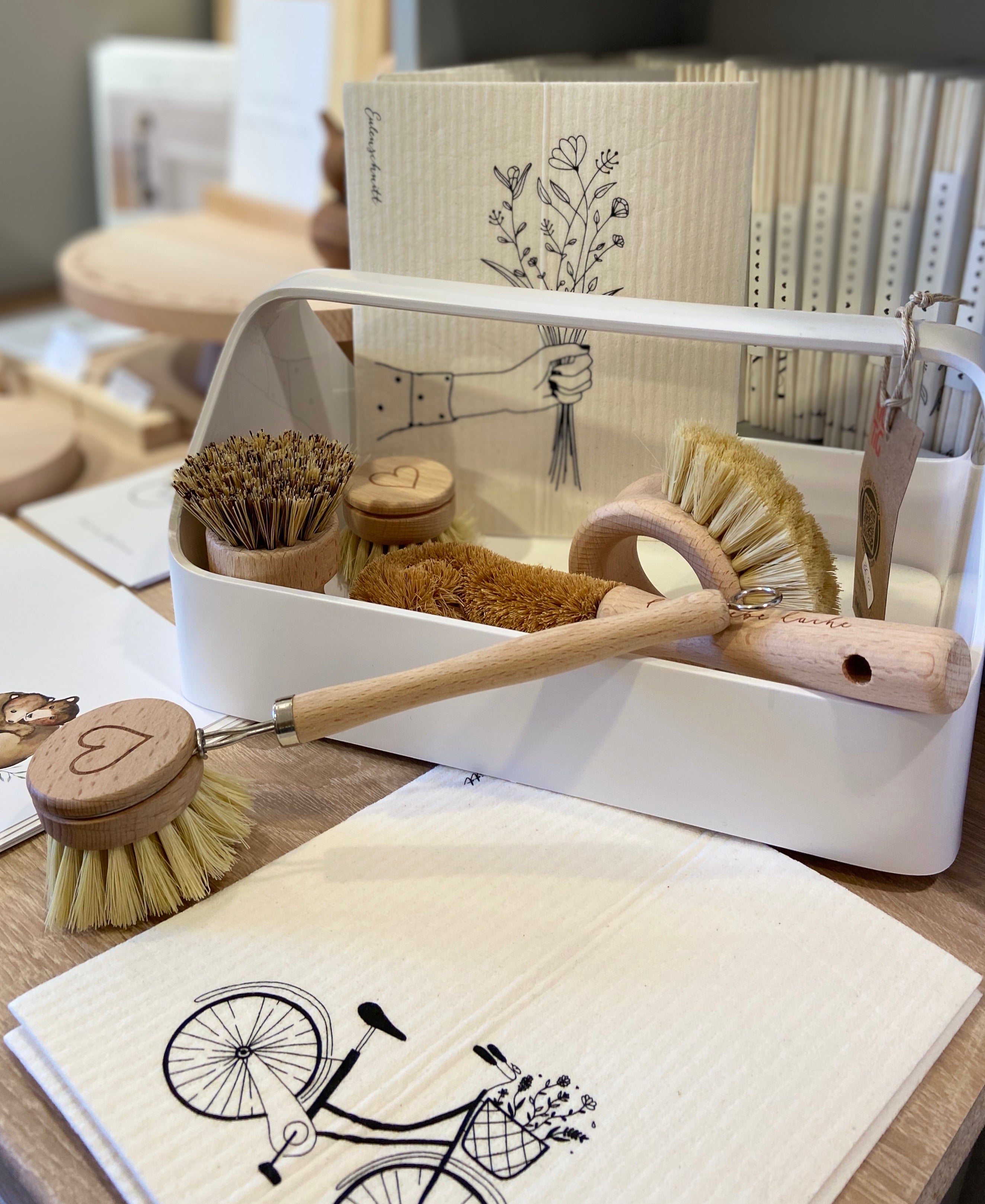 Spülbürsten aus Holz im 5er Set