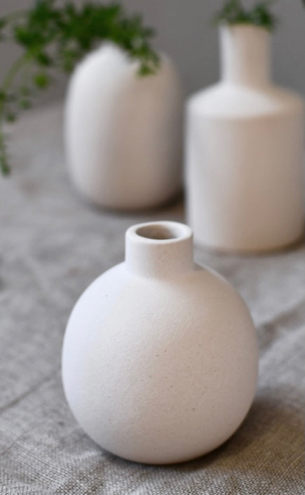 Albacken Rund Vase weiß