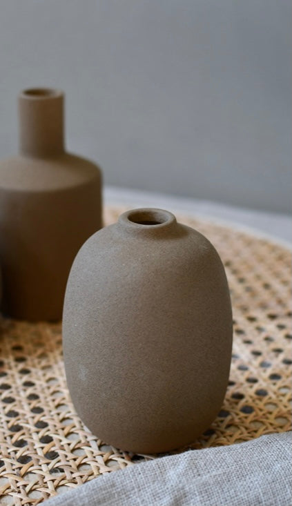 Albacken oval braun Vase