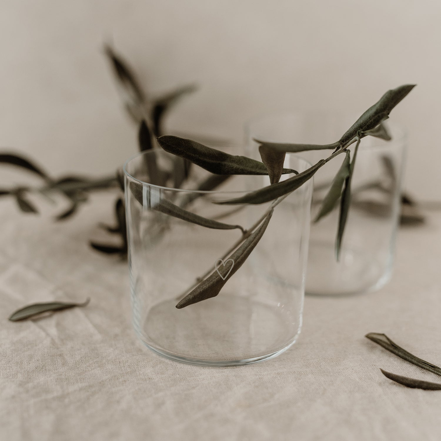 Trinkglas Herz weiß im 2 er Set