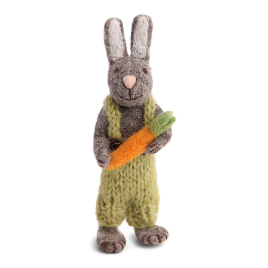 Grey Bunny with Green Pants and Carrot