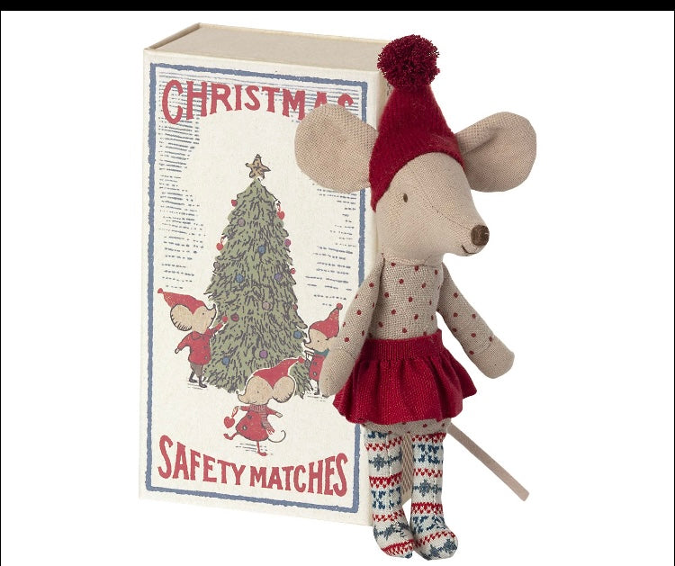 Weihnachtsmaus in Streichholzschachtel