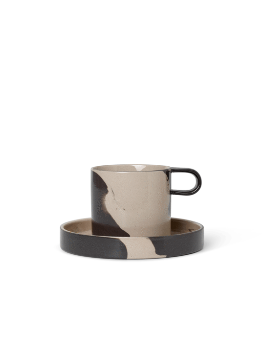 Inlay Cup with Saucer Sand/Brown