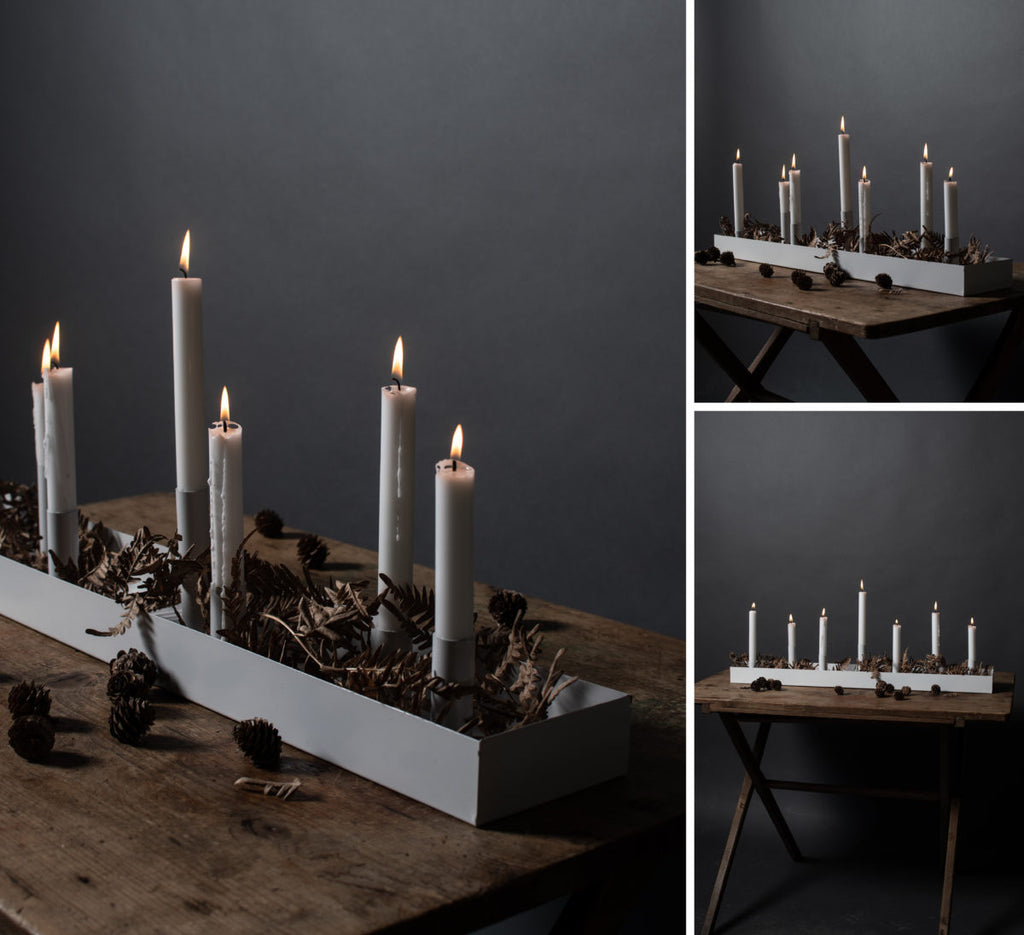 Sund White rectangular candlestick 80x12x11