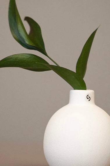 Albacken Rund Vase weiß