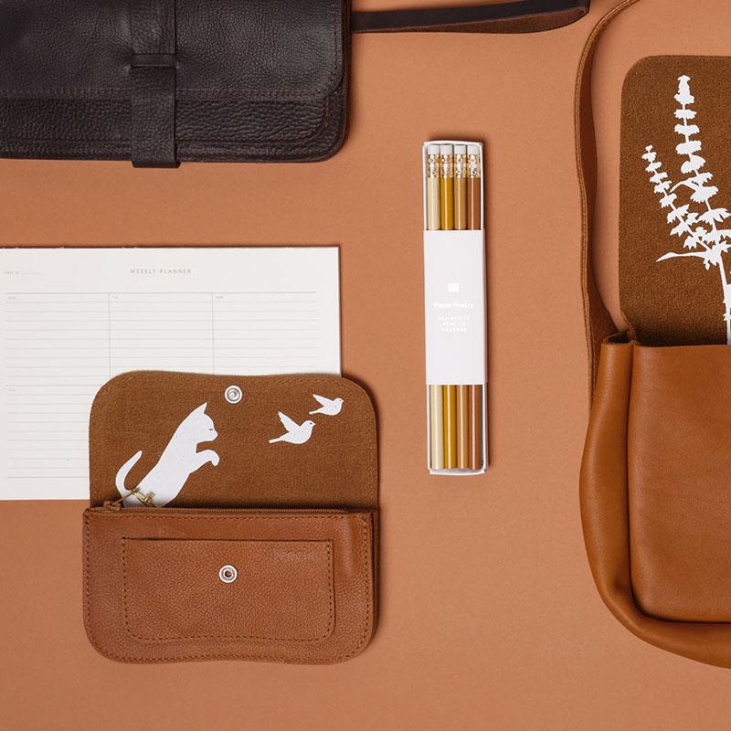 Wallet Cat Chase Medium Cognac